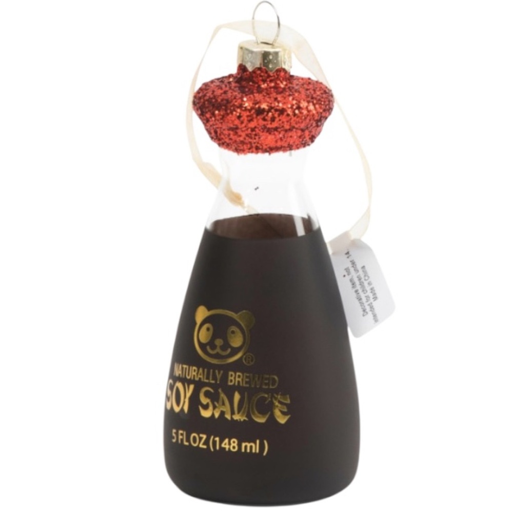 Jingles & Joy “Soy Sauce Bottle” Glass Christmas Ornament (NWT)